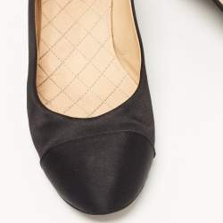 Chanel Black Satin Block Heel Pumps Size 37.5