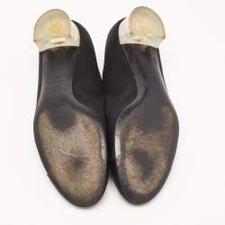 Chanel Black Satin Block Heel Pumps Size 37.5