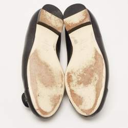 Pre Owned Chanel Black Leather CC Camelia Ballet Flats Size 41