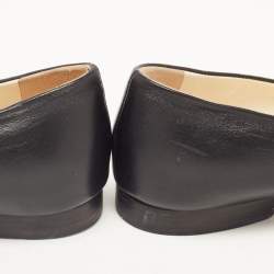 Pre Owned Chanel Black Leather CC Camelia Ballet Flats Size 41