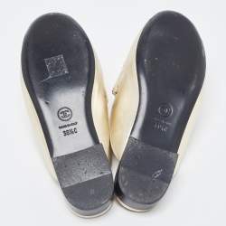 Chanel Gold Foil Leather Braided Chain Flat Mules Size 38.5