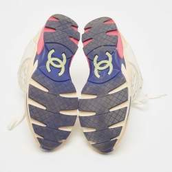 Pre Owned Chanel Multicolor Leather and Mesh CC Low Top Sneakers Size 37.5