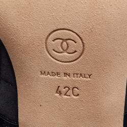 Chanel Black/Grey Quilted Suede CC Ankle Boots Size 42