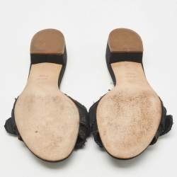Chanel Black Canvas Logo Slides Size 41.5