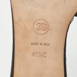 Chanel Black Canvas Logo Slides Size 41.5