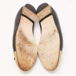 Chanel Black/Gold Leather CC Ballet Flats Size 40.5