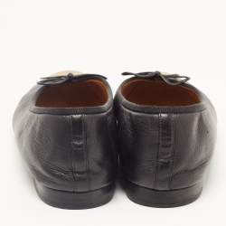 Chanel Black/Gold Leather CC Ballet Flats Size 40.5