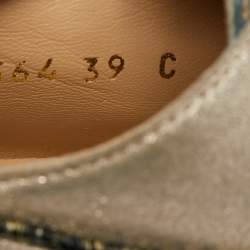 Chanel Beige/Green Suede and Texture Leather Oxfords Size 39