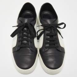 Pre Owned Chanel Black/White Rubber and Leather CC Low Top Sneakers Size 41