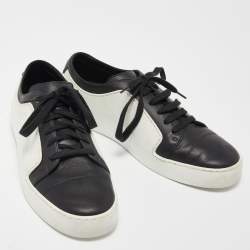 Pre Owned Chanel Black/White Rubber and Leather CC Low Top Sneakers Size 41