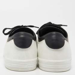 Pre Owned Chanel Black/White Rubber and Leather CC Low Top Sneakers Size 41