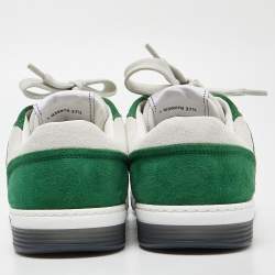 Pre Owned Chanel Green/White Suede Low Top Sneakers Size 37.5