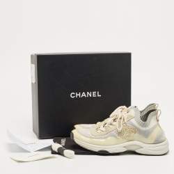 Pre Owned Chanel Multicolor Knit Fabric CC Sock Sneakers Size 41