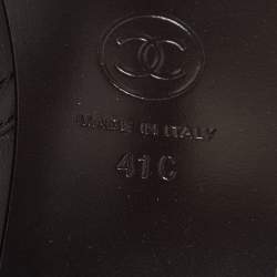 Pre Owned Chanel Black Leather CC Cap Toe Ankle Boots Size 41