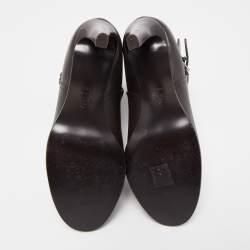 Pre Owned Chanel Black Leather CC Cap Toe Ankle Boots Size 41