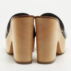Chanel Two Tone Patent Leather CC Platform Slide Sandals Size 41