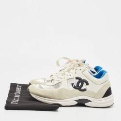 Pre Owned Chanel Multicolor Leather and Suede CC Low Top Sneakers Size 37.5