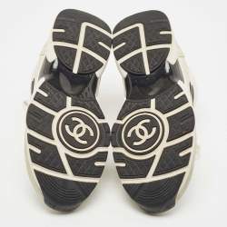 Pre Owned Chanel Multicolor Leather and Suede CC Low Top Sneakers Size 37.5