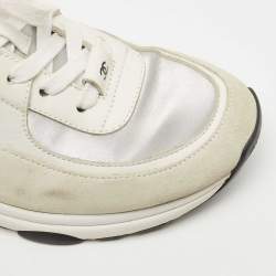 Pre Owned Chanel Multicolor Leather and Suede CC Low Top Sneakers Size 37.5