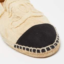 Chanel Beige/Black Canvas Interlocking CC Espradrille Flats Size 42