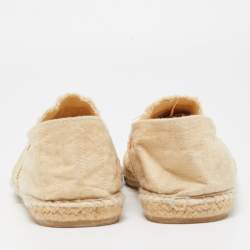 Chanel Beige/Black Canvas Interlocking CC Espradrille Flats Size 42
