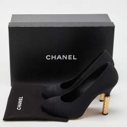 Chanel Black Canvas Cap Toe Platform Pumps Size 40