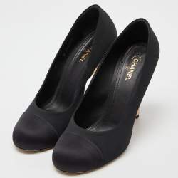 Chanel Black Canvas Cap Toe Platform Pumps Size 40