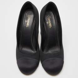 Chanel Black Canvas Cap Toe Platform Pumps Size 40