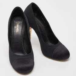 Chanel Black Canvas Cap Toe Platform Pumps Size 40