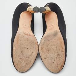 Chanel Black Canvas Cap Toe Platform Pumps Size 40