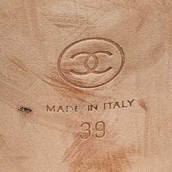 Pre Owned Chanel Burgundy/Black Velvet and Canvas Block Heels Slingback Sandals Size 39