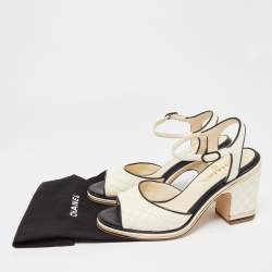 Pre Owned Chanel Cream Quilted Leather CC Ankle Strap Pumps Size 41