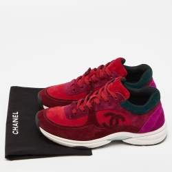 Chanel Multicolor Suede CC Low Top Sneakers Size 41