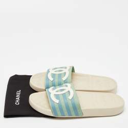Chanel Multicolor Rubber CC Rubber Pool Slides Size 40