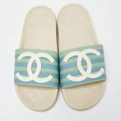 Chanel Multicolor Rubber CC Rubber Pool Slides Size 40