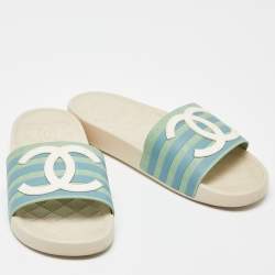 Chanel Multicolor Rubber CC Rubber Pool Slides Size 40