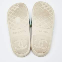 Chanel Multicolor Rubber CC Rubber Pool Slides Size 40