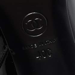 Chanel Black Patent Leather CC Ankle Boots Size 40 