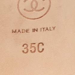 Pre Owned Chanel Black Leather CC Cap Toe Slingback Pumps Size 35 