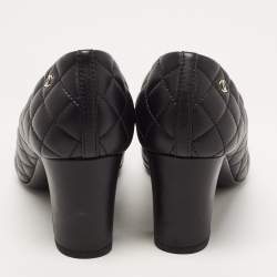 Chanel Black Quilted Leather CC Chain Cap Toe Pumps Size 38