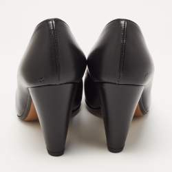 Pre Owned Chanel Black Leather CC Cap Toe Pumps Size 36