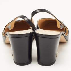 Pre Owned Chanel Black Leather CC Slingback D'orsay Pumps Size 41.5
