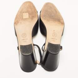 Pre Owned Chanel Black Leather CC Slingback D'orsay Pumps Size 41.5