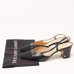 Pre Owned Chanel Black Leather CC Slingback D'orsay Pumps Size 41.5
