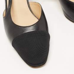 Pre Owned Chanel Black Leather CC Slingback D'orsay Pumps Size 41.5