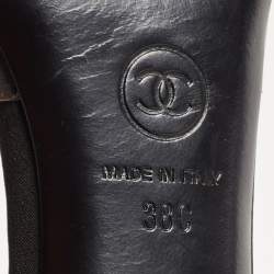 Pre Owned Chanel Black Fabric and PVC CC Ankle Strap Pumps Size 38