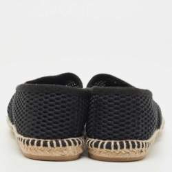 Chanel Black Mesh and Leather CC Espadrille Flats Size 40