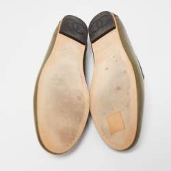 Chanel Green Leather CC Smoking Slippers Size 40