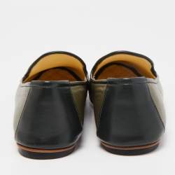 Chanel Green Leather CC Smoking Slippers Size 40