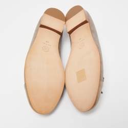 مملوكة مسبقًا Chanel Metallic/Grey Leather and Canvas Bow CC Cap Toe Ballet Flats Size 40